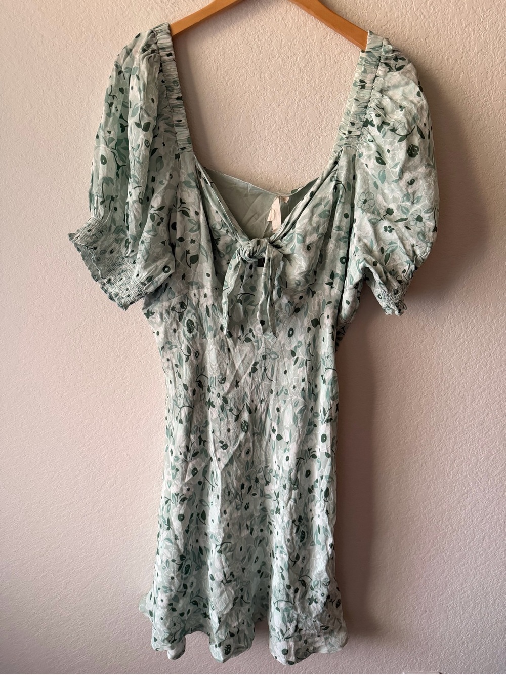 Anthropologie Forever That Girl Mint Floral Tie Front Mini Dress NWT XL